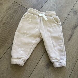 Little Bipsy Beige Smiley Face Jogger Pants in Size 3-6 Month